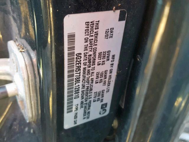 6G2ER57788L128810 - 2008 PONTIAC G8 BLACK photo 10