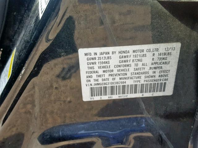 JHMGE8G31DC082984 - 2013 HONDA FIT BLACK photo 10