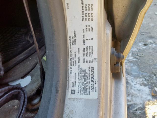 1GCCS138X68243985 - 2006 CHEVROLET COLORADO TAN photo 10