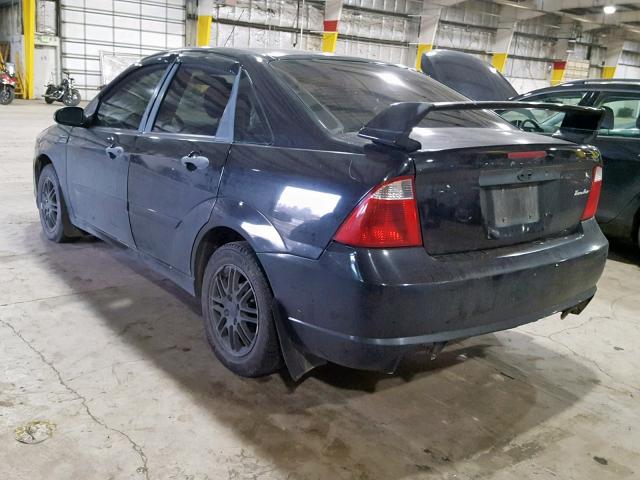 1FAFP34N97W107946 - 2007 FORD FOCUS ZX4 BLACK photo 3