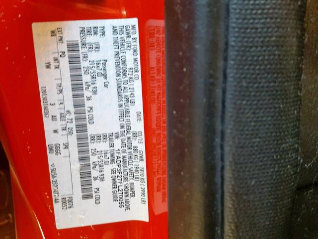 1FADP3F27FL270055 - 2015 FORD FOCUS SE 红色 照片 10