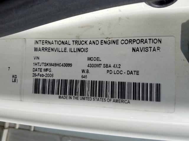 1HTJTSKM49H043099 - 2009 INTERNATIONAL 4000 4300 WHITE photo 6