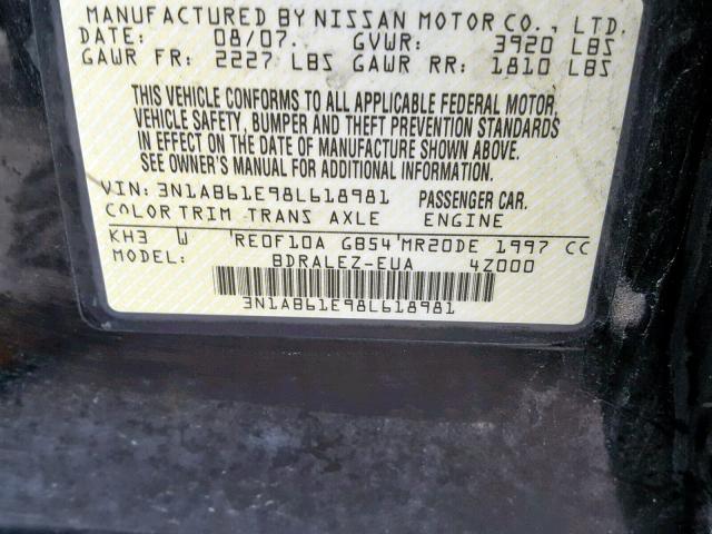 3N1AB61E98L618981 - 2008 NISSAN SENTRA 2.0 BLACK photo 10