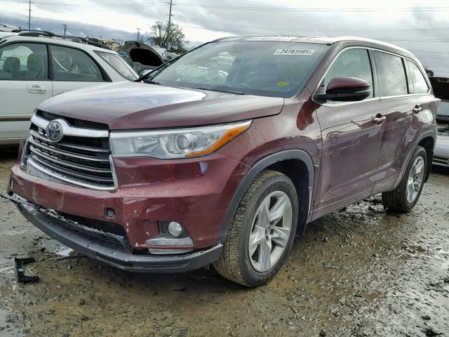 5TDDKRFH8GS292050 - 2016 TOYOTA HIGHLANDER BURGUNDY photo 2