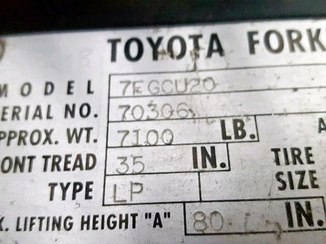 70306 - 2001 TOYOTA FORKLIFT ORANGE photo 10