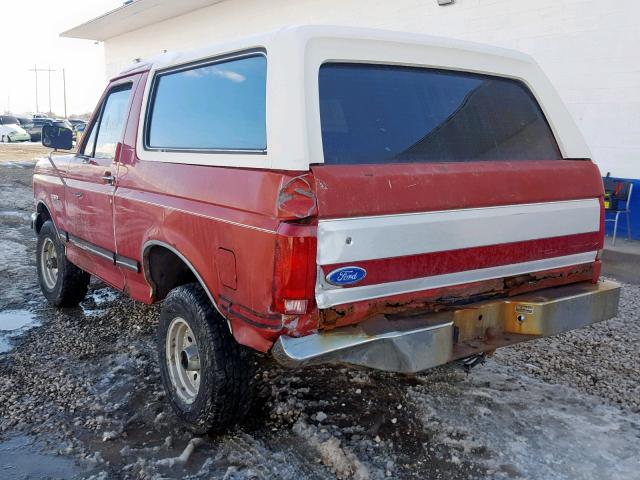 1FMEU15H7MLA52014 - 1991 FORD BRONCO U10 RED photo 3