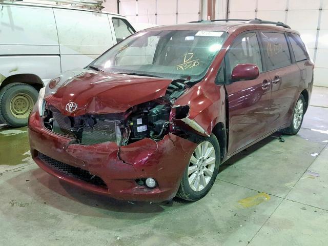 5TDDK3DC7BS019338 - 2011 TOYOTA SIENNA XLE MAROON photo 2