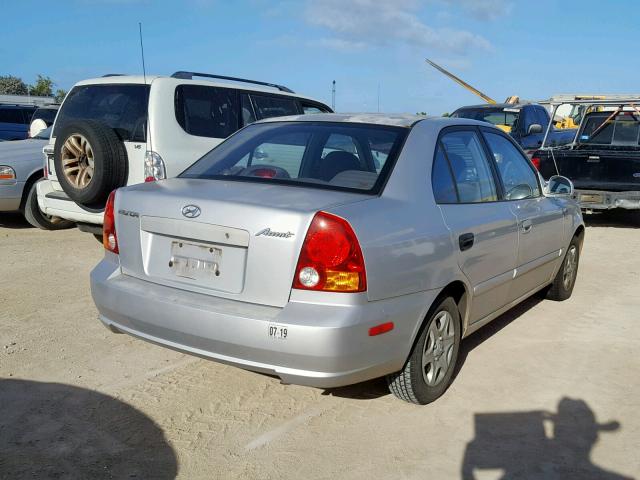 KMHCG45CX4U567779 - 2004 HYUNDAI ACCENT GL SILVER photo 4