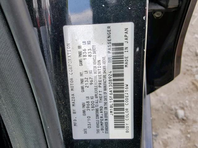 JM1BL1SF6A1308924 - 2010 MAZDA 3 I BLACK photo 10