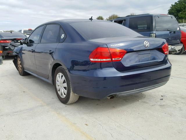 1VWAP7A39DC061656 - 2013 VOLKSWAGEN PASSAT S BLUE photo 3