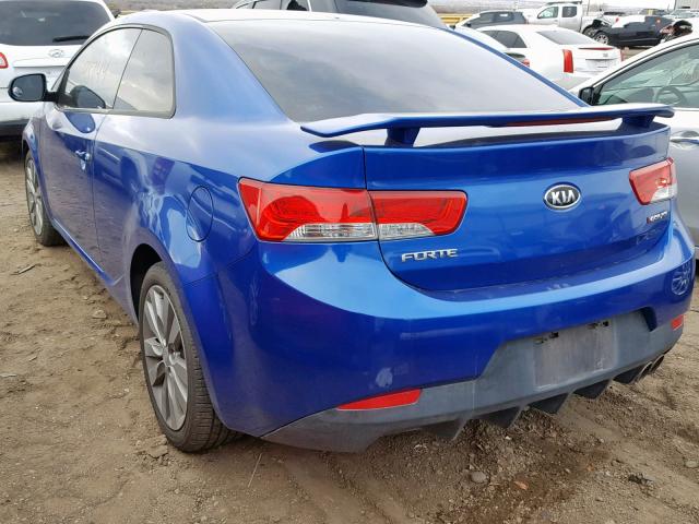 KNAFW6A3XD5656989 - 2013 KIA FORTE SX BLUE photo 3