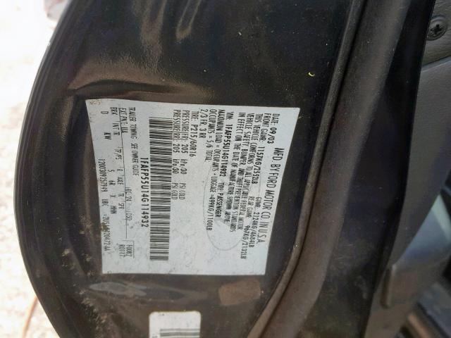 1FAFP55U14G114932 - 2004 FORD TAURUS SES BLACK photo 10