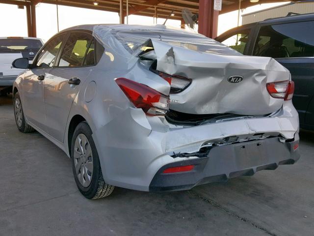 3KPA24AB9JE047123 - 2018 KIA RIO LX SILVER photo 3