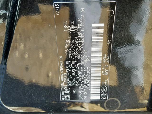 JTLZE4FE3DJ035302 - 2013 TOYOTA SCION XB BLACK photo 10