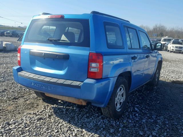 1J8FT28058D723082 - 2008 JEEP PATRIOT SP BLUE photo 4