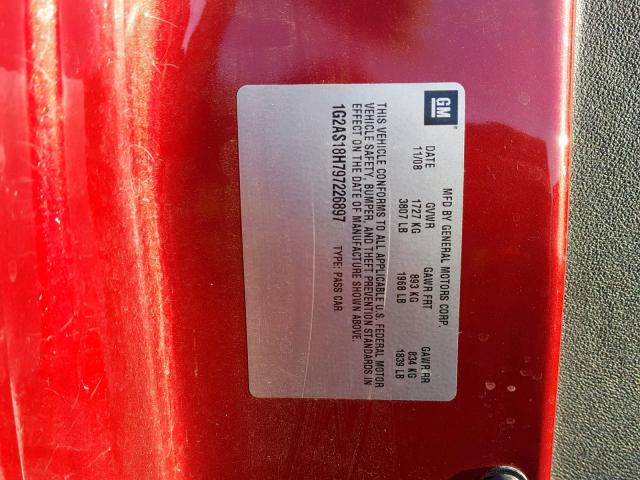 1G2AS18H797226897 - 2009 PONTIAC G5 BURGUNDY photo 10