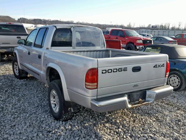 1B7HG48N82S633486 - 2002 DODGE DAKOTA QUA SILVER photo 3