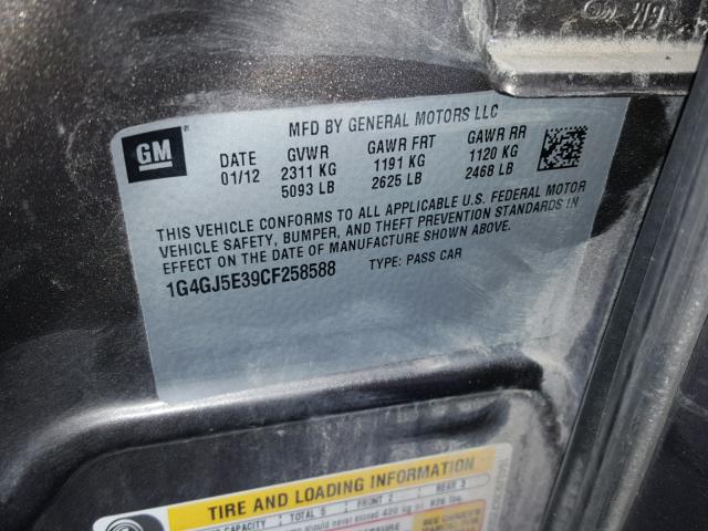 1G4GJ5E39CF258588 - 2012 BUICK LACROSSE T BROWN photo 10