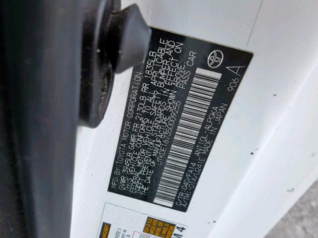 JTKDE167350009255 - 2005 TOYOTA SCION TC თეთრი ფოტო 10