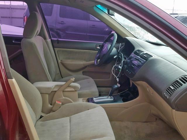 2HGES16533H508702 - 2003 HONDA CIVIC LX MAROON photo 5