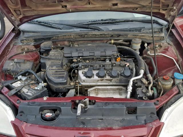 2HGES16533H508702 - 2003 HONDA CIVIC LX MAROON photo 7