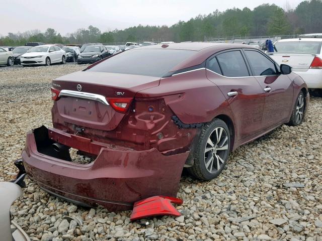 1N4AA6AP2HC401145 - 2017 NISSAN MAXIMA 3.5 MAROON photo 4