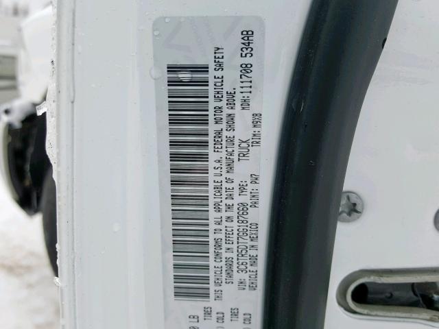 3C6TR5DT7GG187660 - 2016 RAM 2500 SLT WHITE photo 10