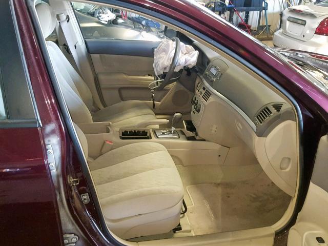 5NPET46C36H098281 - 2006 HYUNDAI SONATA GL MAROON photo 5