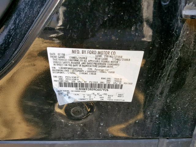 1LNHM93R09G607926 - 2009 LINCOLN MKS BLACK photo 10