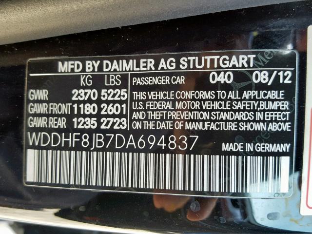 WDDHF8JB7DA694837 - 2013 MERCEDES-BENZ E 350 4MAT GRAY photo 10