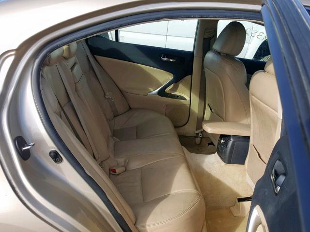 JTHBK262665005785 - 2006 LEXUS IS 250 BEIGE photo 6