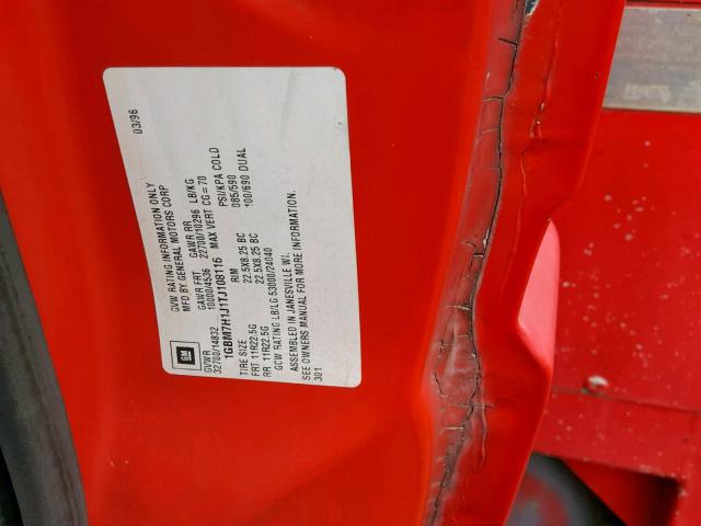 1GBM7H1J1TJ108116 - 1996 CHEVROLET KODIAK C7H RED photo 10