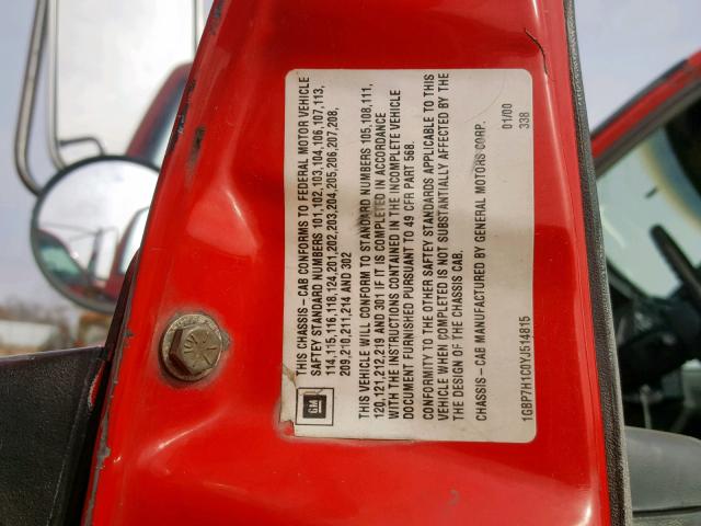 1GBP7H1C0YJ514815 - 2000 CHEVROLET C-SERIES C RED photo 10