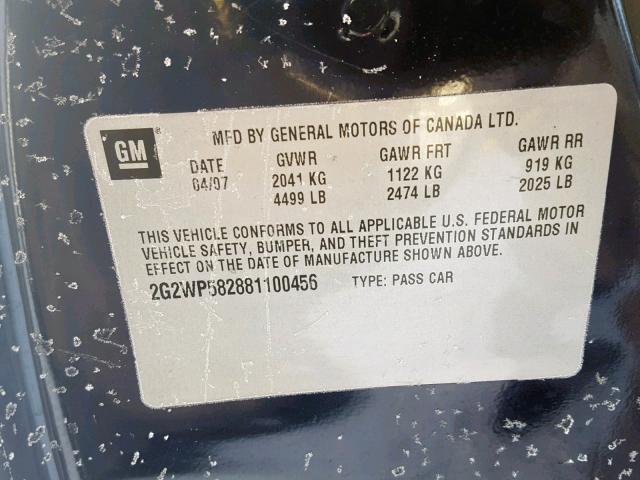 2G2WP582881100456 - 2008 PONTIAC GRAND PRIX 蓝色 照片 10