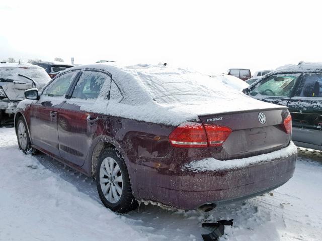 1VWAP7A30EC002268 - 2014 VOLKSWAGEN PASSAT S BURGUNDY photo 3