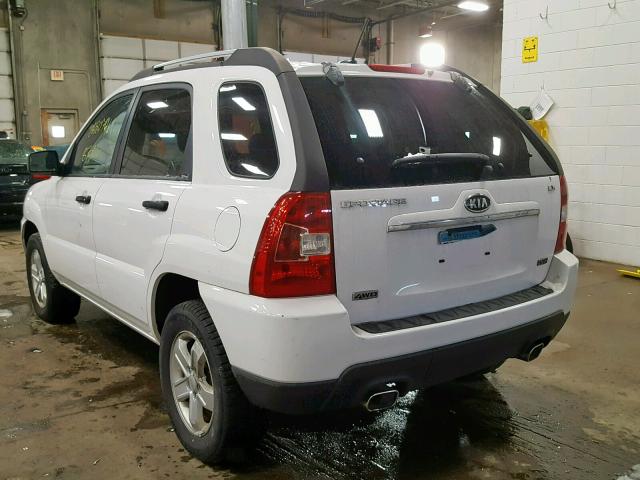 KNDJE723997584702 - 2009 KIA SPORTAGE L WHITE photo 3