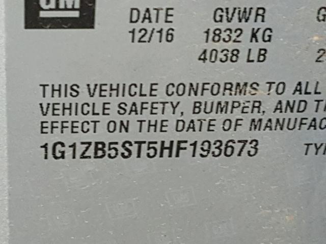 1G1ZB5ST5HF193673 - 2017 CHEVROLET MALIBU LS SILVER photo 10