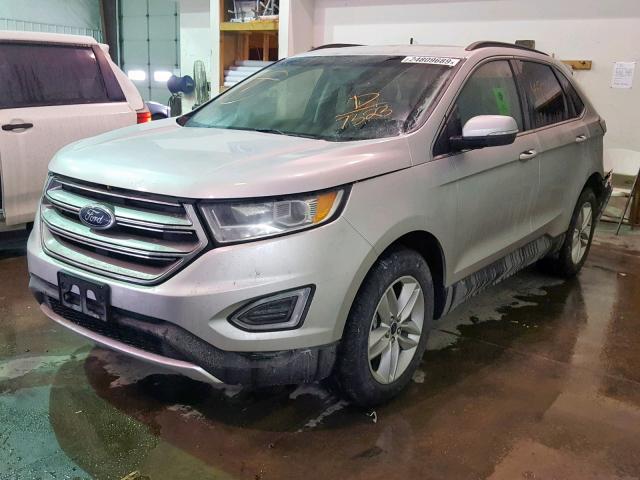 2FMTK4J92FBC17323 - 2015 FORD EDGE SEL SILVER photo 2