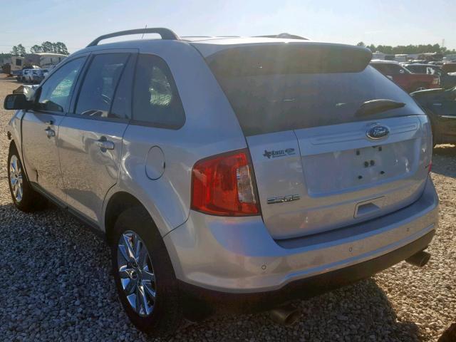 2FMDK3JC1CBA80509 - 2012 FORD EDGE SEL SILVER photo 3