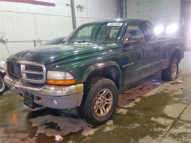 1B7GG42X42S544892 - 2002 DODGE DAKOTA SLT GREEN photo 2