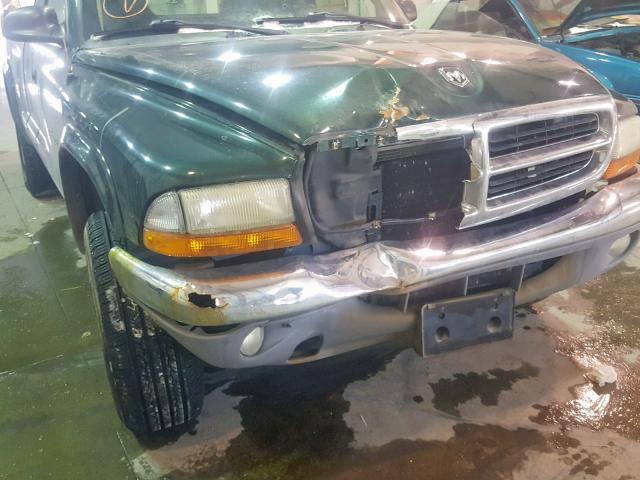 1B7GG42X42S544892 - 2002 DODGE DAKOTA SLT GREEN photo 9