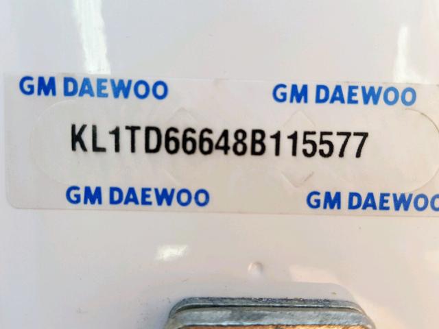 KL1TD66648B115577 - 2008 CHEVROLET AVEO BASE Ақ фото 10