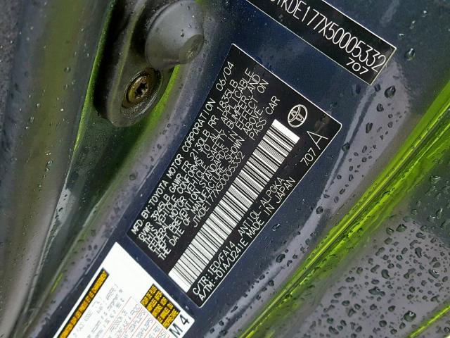 JTKDE177X50005332 - 2005 TOYOTA SCION TC მწვანე ფოტო 10