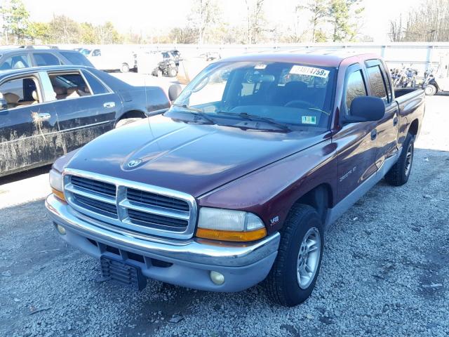 1B7GL2AN0YS717753 - 2000 DODGE DAKOTA QUA MAROON photo 2