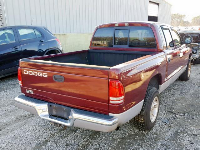 1B7GL2AN0YS717753 - 2000 DODGE DAKOTA QUA MAROON photo 4