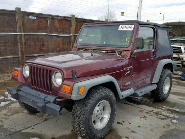 1J4FA49S51P304348 - 2001 JEEP WRANGLER / MAROON photo 2