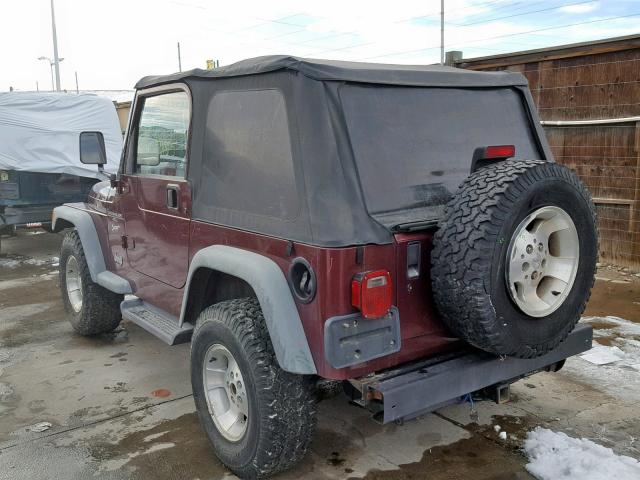 1J4FA49S51P304348 - 2001 JEEP WRANGLER / MAROON photo 3