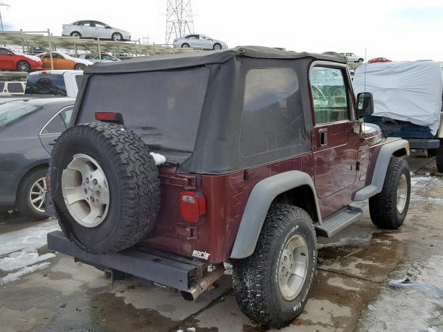 1J4FA49S51P304348 - 2001 JEEP WRANGLER / MAROON photo 4