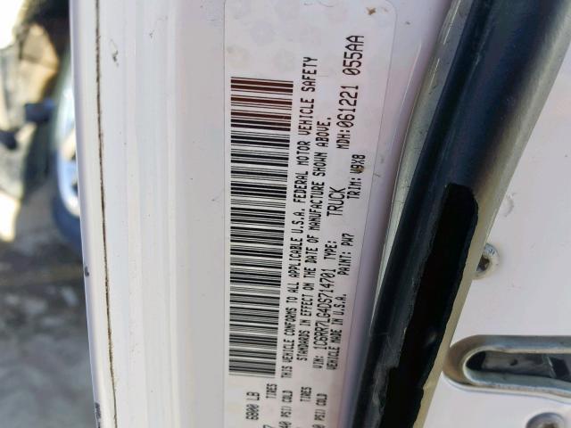 1C6RR7LG4DS714701 - 2013 RAM 1500 SLT WHITE photo 10