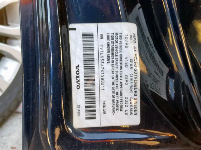 YV1LS55A7X1588211 - 1999 VOLVO S70 BLACK photo 10